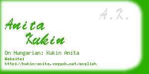 anita kukin business card